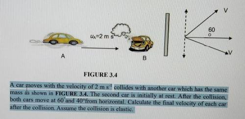 Final velocity of each car after the collision. Assume the collision is elastic.​