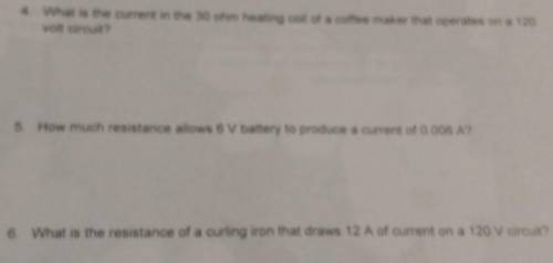 What is the current in the 30 ohm heating coil of a coffee maker that operates on a 120 volt circui