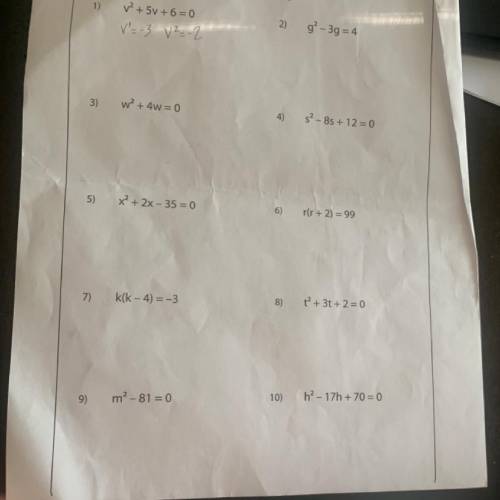 50 POINTS

Solve each quadratic equation using factoring.
PLEASE HELP!! 10 QUESTIONS PLUS BRAINLIS