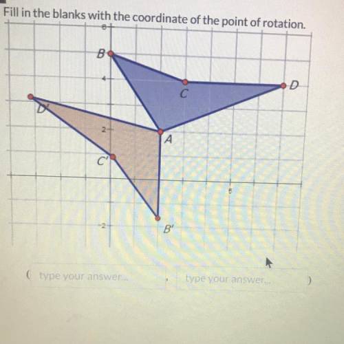 Fill in the blanks with the coordinate of the point of rotation.