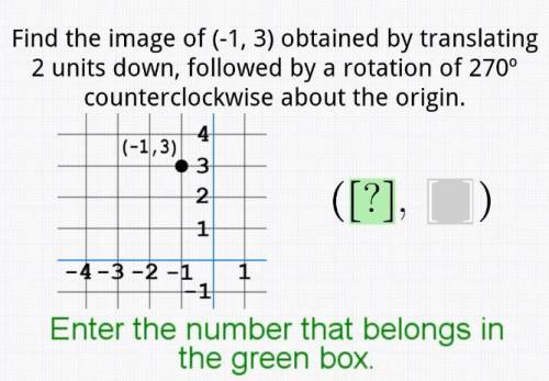 Find the Image of (-1,3) obtained by translating 2 units down, and a 270 rotation