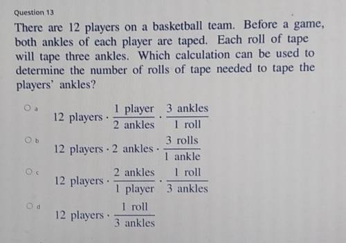 HELP ME PLS

There are 12 players on a basketball team. Before a game, both ankles of each player