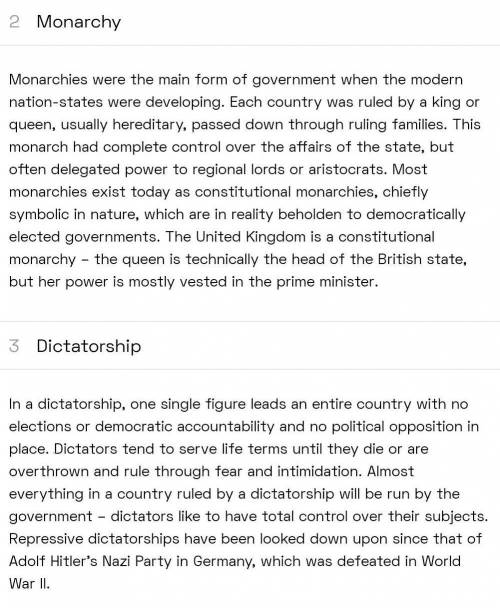 Forms of government characteristics
