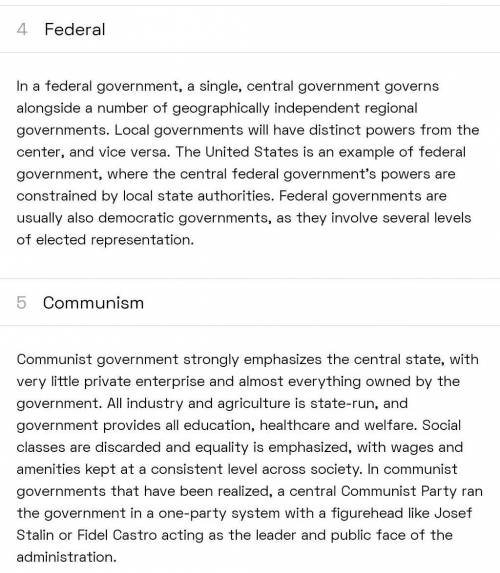 Forms of government characteristics