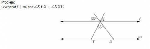 Given that l || m,$ find angle XYZ + angle XZY.