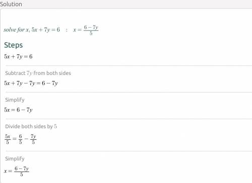 Which ordered pairs are solutions to the equation 5x + 7y = 6?