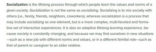 What is socialization? Expalin at least 100 words​