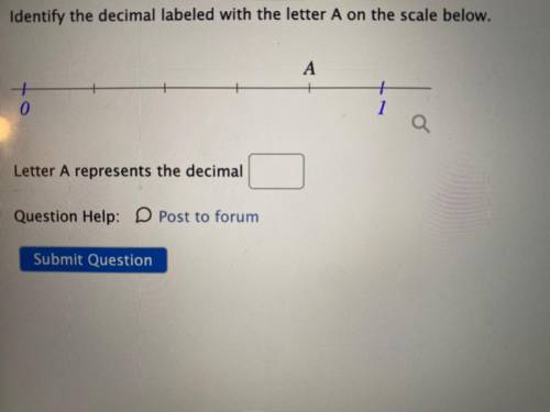 Identify the decimal labeled with the letter A on the scale below 
HELP PLZ