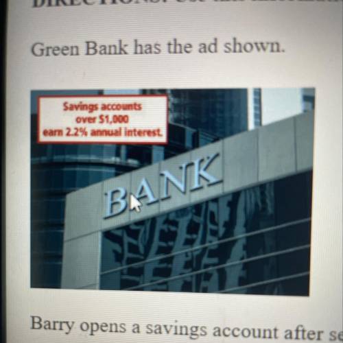 Barry opens a savings account after seeing the ad. He deposits $1,300.

Determine an equation that