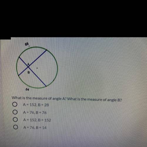 What is the measure of angle A? what is the measure of angle B?