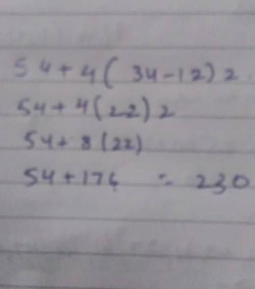 54+4(34−12)2 solve equation