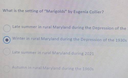 What is the setting of Marigolds by Eugenia Collier? Late summer in rural Maryland during the Dep