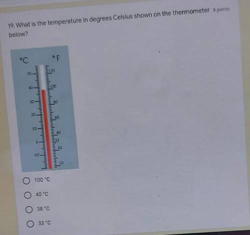 What is the temperature in degrees Celsius on the thermometer below?​