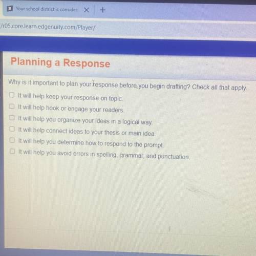 Why is it important to plan your response before you begin drafting? Check all that apply.

Abe
0