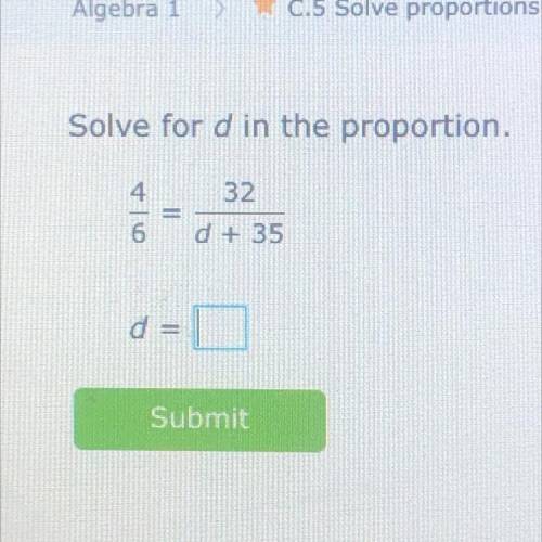 Solve for d in the proportion