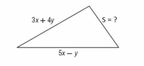 The measures of two sides of a triangle are given. If P is the perimeter, and P = 10x + 5y, find th