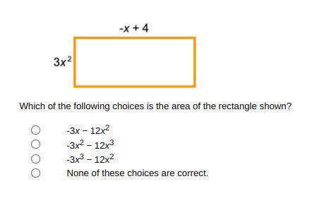 Which of the following choices is the area of the rectangle shown?