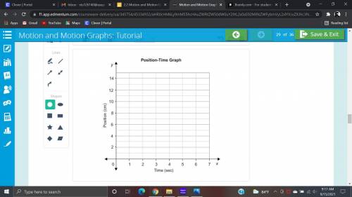 The position data for line 2 was recorded in 1-second intervals. Draw a graph with distance on the