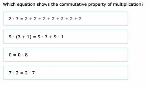 Which equation shows the commutative property of multiplication?