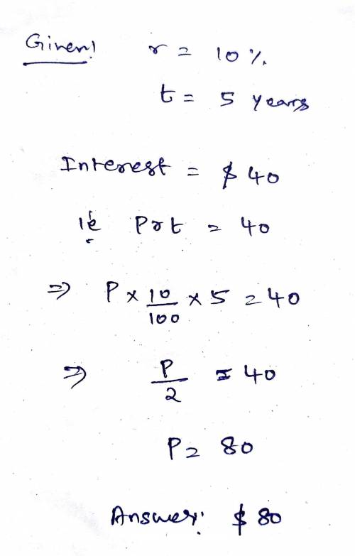 The formula I = PRT where I = Interest, P = principal, R = rate, and T = time is used to calculate t
