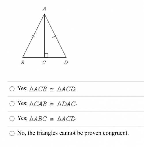 Is there enough information to conclude that the two triangles are congruent? If so, what is a corr