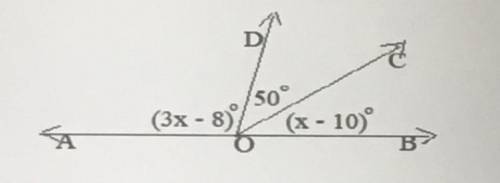 In the figure given below, AOB is a straight line. The value of x is a)30 ° b)37° c)62° d)65°