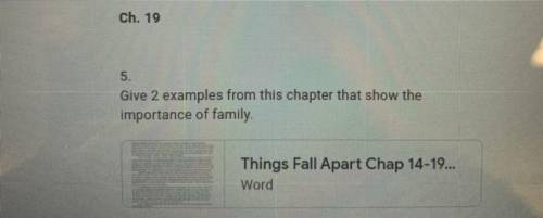 Give two examples from chapter 19 of things fall apart that show the importance of family