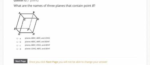 What are the names of three planes that contain point B?
