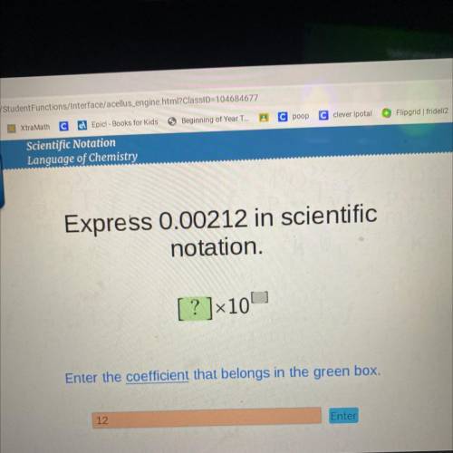 Express 0.00212 in scientific notation.