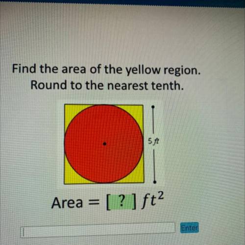 Find the area of the yellow region. Round to the nearest tenth