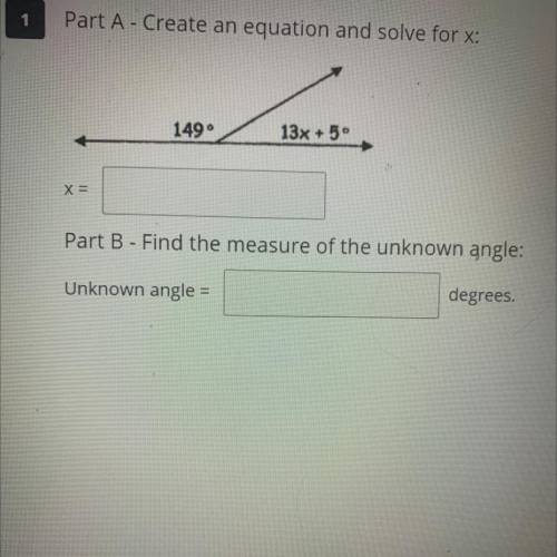 Please help quickly.
Find the measure of the unknown angle