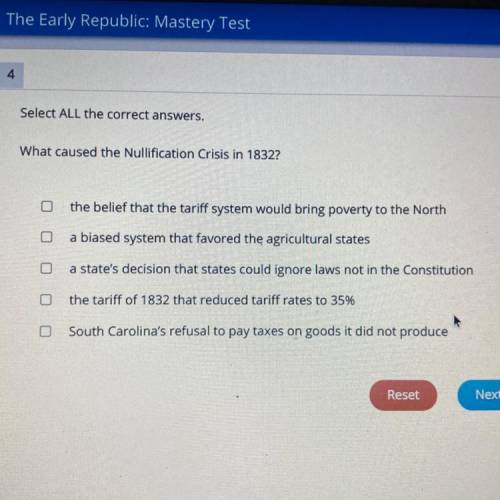 Select all the correct answers. What caused the nullification crisis in 1832?