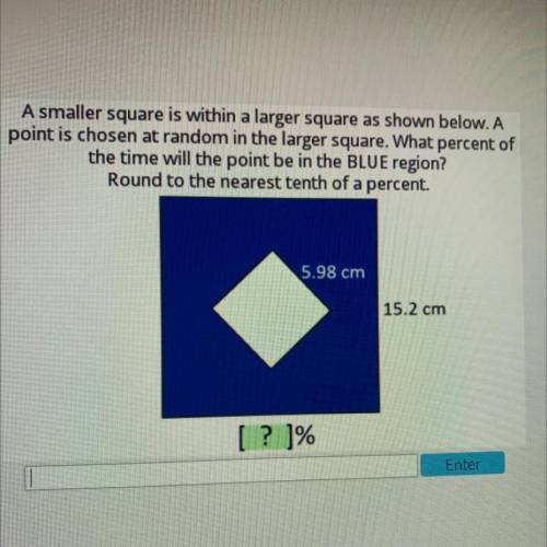 A smaller square is within a larger square as shown below. The point is chosen at random in the lar