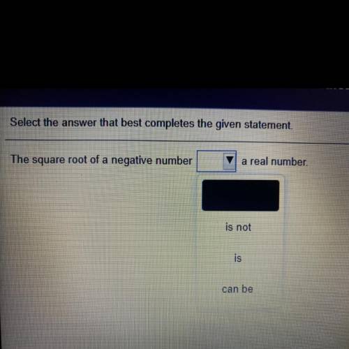 The square root of a negative number

a real number.
is not
is
can be
(ANSWER QUICKLY)