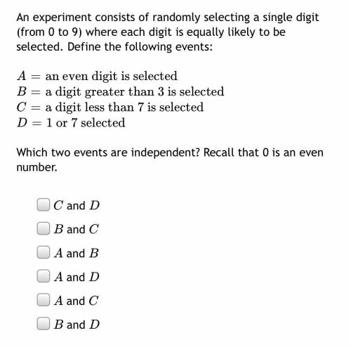 An experiment consists of randomly selecting a single digit (from 0 to 9) where each digit is equal