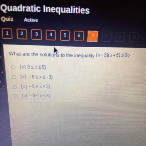 What are the solutions to the inequality (x-3)(x+5) 50?