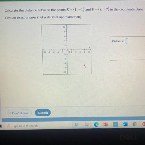 -
calculate the distance between the points K=(1, -1) and F=(8. – 7) in the coordinate plane.