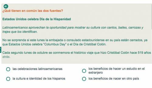 PLEASE HELP WITH SPANISH!! PT 9

Question that goes along with the reading, answer choices at the