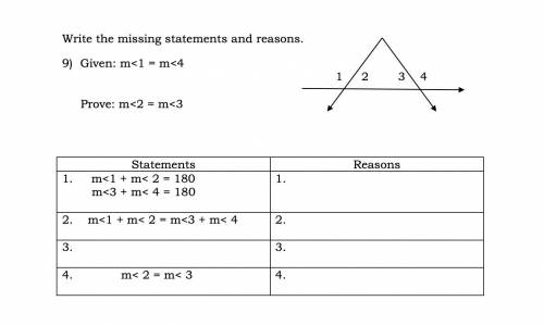 Write the missing statements and reasons
