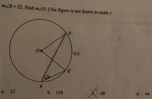 MR= 22. Find mO. (The figure is not drawn to scale).
PS. See photo for full problem.