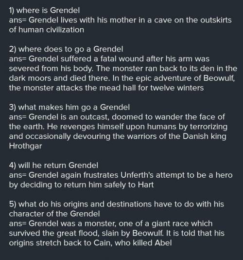 where is grendel? where does he go? what makes him go? will he return? what will he be when he retur