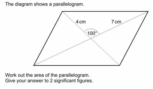 The diagram shows a parallelogram.

Work out the area of the parallelogram.
Give your answer to 2