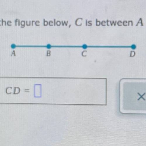 In the figure below, C is between A and D, and B is the midpoint of AC. If AD=20 and BC=6, find CD.