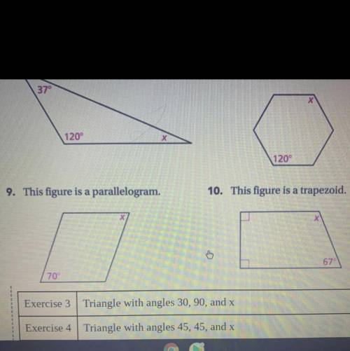 Help on 9 and 10 please!! find the measure for X