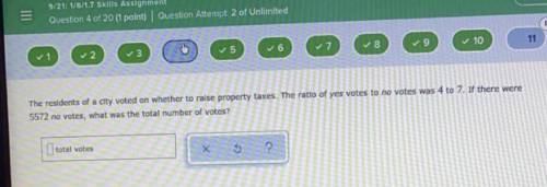 The residents of a city voted on whether to raise property taxes the ratio of yes votes to no votes