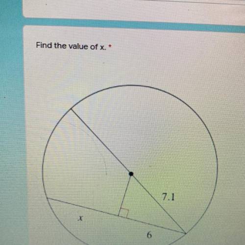Find the value of x.
The options are 6, 7.1, 12, 3.8