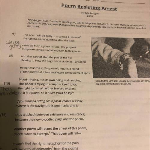 Here is the poem resisting arrest