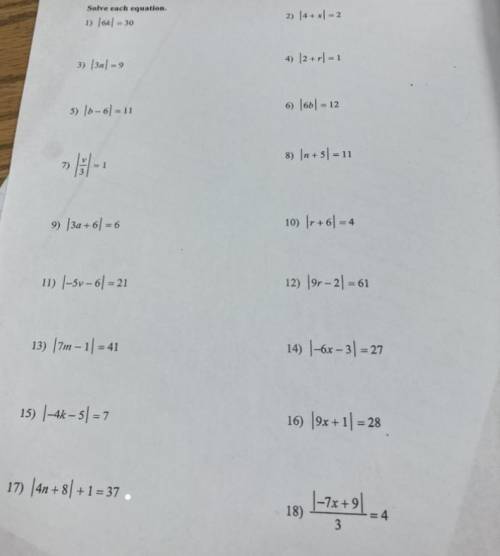 Solve this worksheet for me. Please show answer and work, please and thank you!