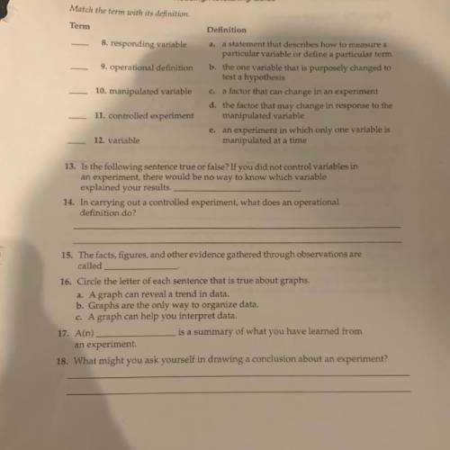 If you could tell me the answers it would be great, thank you!