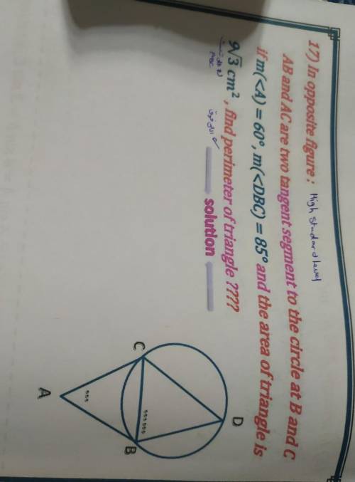 Please help me

ab and ac are two tangent segment to the circle at b and c ..if m(<a)= 60 m(<